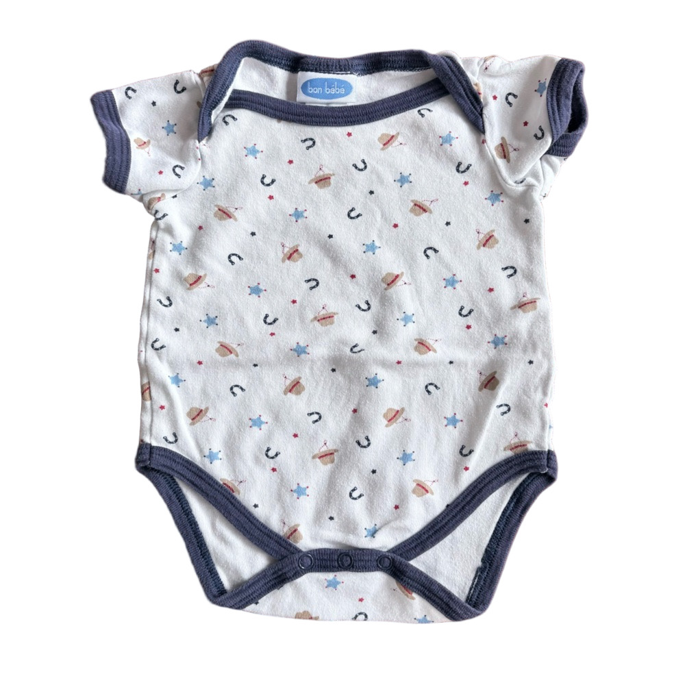 Vintage Kids Baby Bon Bebe Western Cowboy Texan Onesie Shirt Size 6-9M
